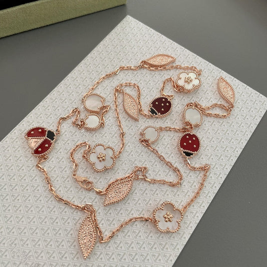 [Am jewelry]LUCKY SPRING 15 MOTIFS ROSE GOLD NECKLACE