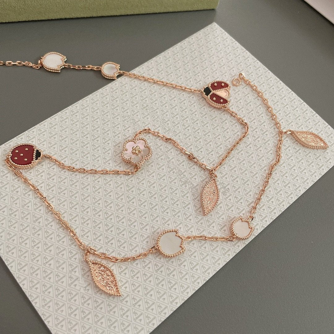 [Am jewelry]LUCKY SPRING 15 MOTIFS ROSE GOLD NECKLACE