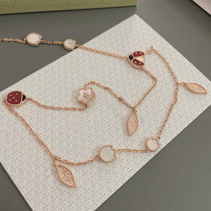 [Am jewelry]LUCKY SPRING 15 MOTIFS ROSE GOLD NECKLACE