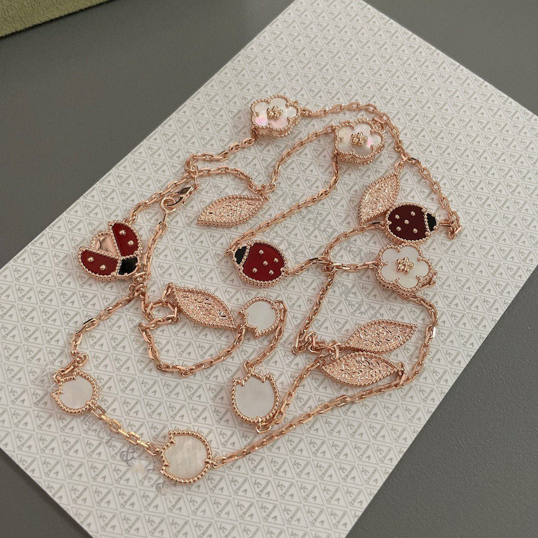 [Am jewelry]LUCKY SPRING 15 MOTIFS ROSE GOLD NECKLACE