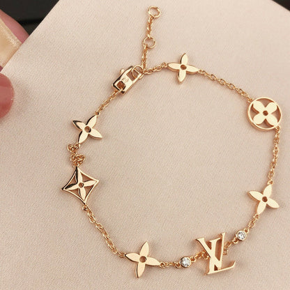 [Am jewelry]STAR AND SUN 7 MOTIFS GOLD BRACELET