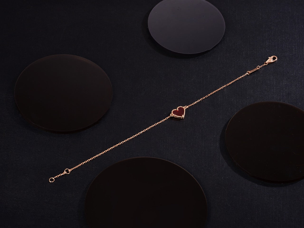 [Am jewelry]HEART CARNELIAN PINK GOLD BRACELET