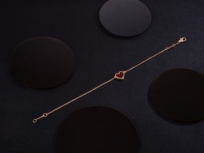 [Am jewelry]HEART CARNELIAN PINK GOLD BRACELET