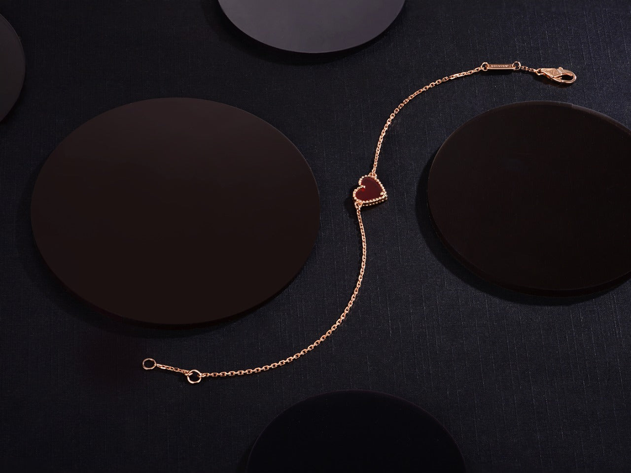 [Am jewelry]HEART CARNELIAN PINK GOLD BRACELET