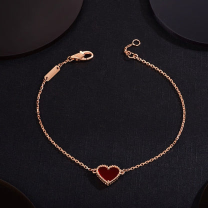 [Am jewelry]HEART CARNELIAN PINK GOLD BRACELET