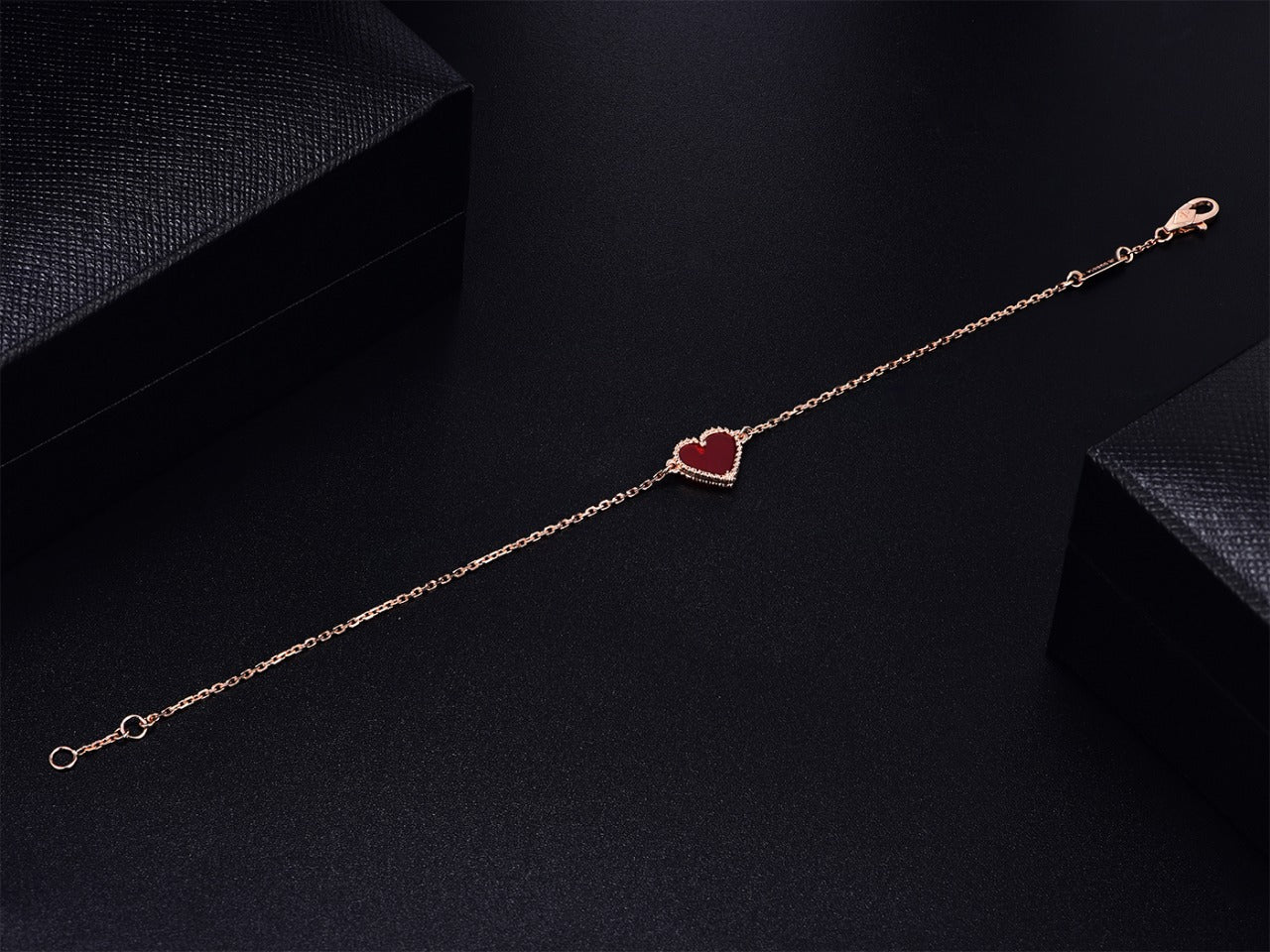[Am jewelry]HEART CARNELIAN PINK GOLD BRACELET