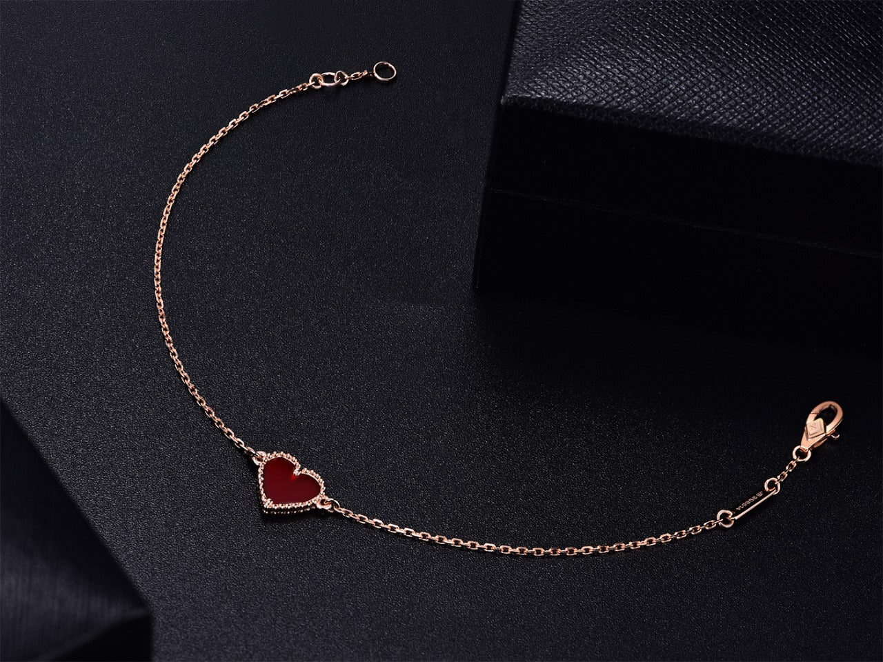 [Am jewelry]HEART CARNELIAN PINK GOLD BRACELET