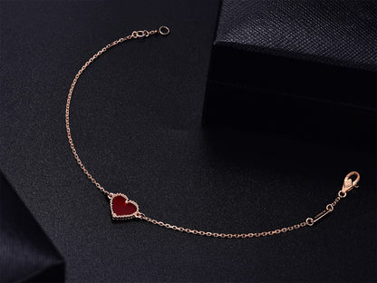 [Am jewelry]HEART CARNELIAN PINK GOLD BRACELET
