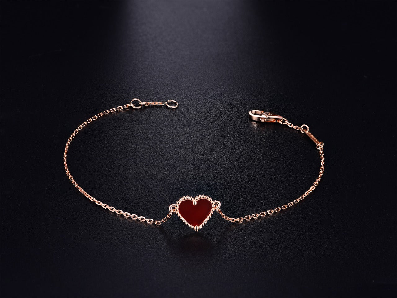 [Am jewelry]HEART CARNELIAN PINK GOLD BRACELET
