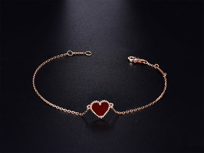 [Am jewelry]HEART CARNELIAN PINK GOLD BRACELET
