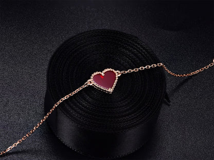 [Am jewelry]HEART CARNELIAN PINK GOLD BRACELET