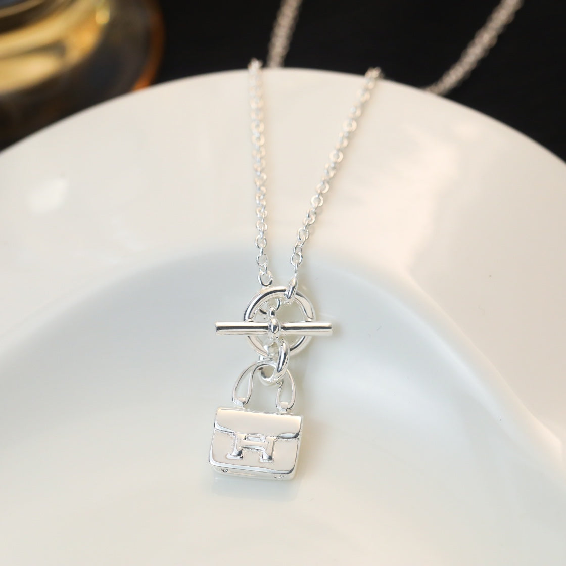 [Am jewelry]POP H PEDANT SILVER NECKLACE