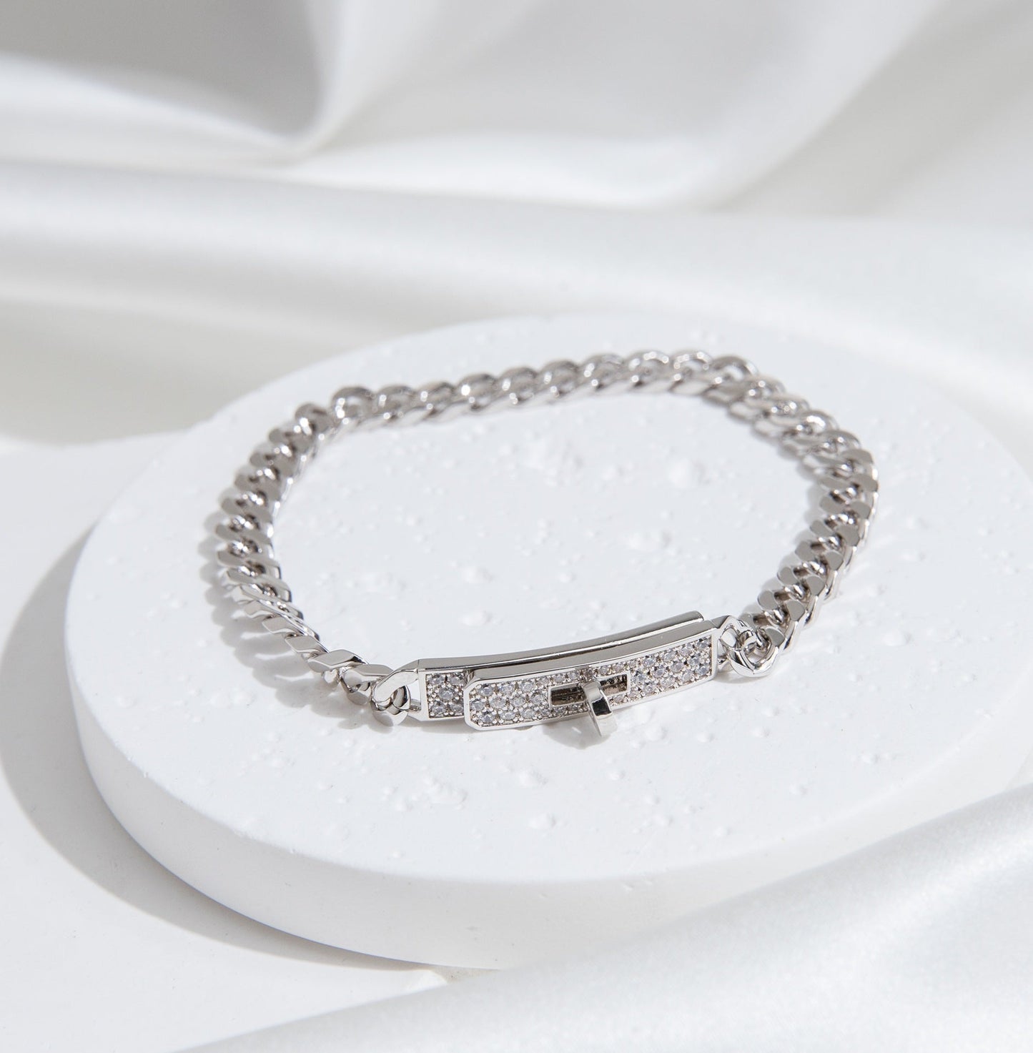 [Am jewelry]KELLY CHAIN SILVER DIAMOND BRACELET