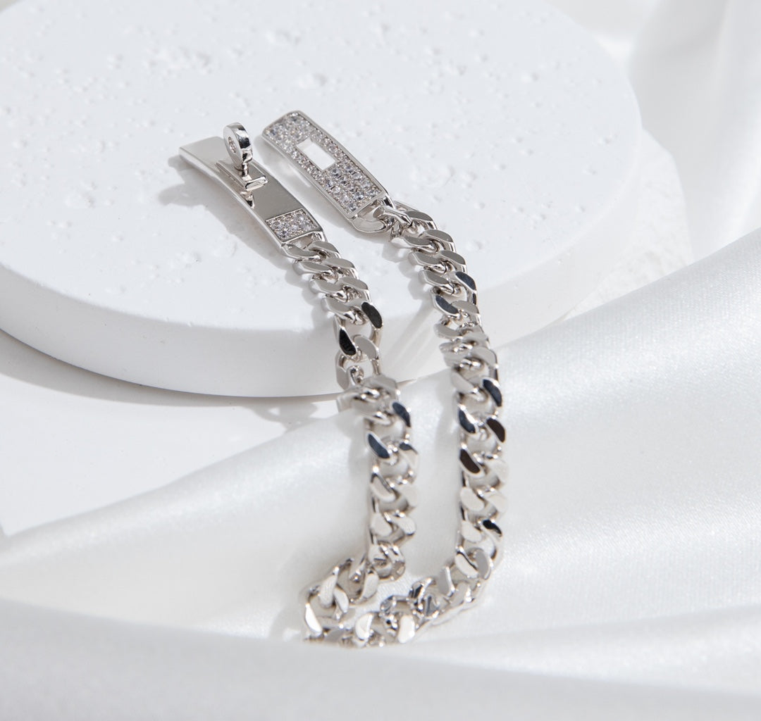 [Am jewelry]KELLY CHAIN SILVER DIAMOND BRACELET