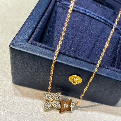 [Am jewelry]STAR BLOSSOM NECKLACE PINK GOLD DIAMONDS