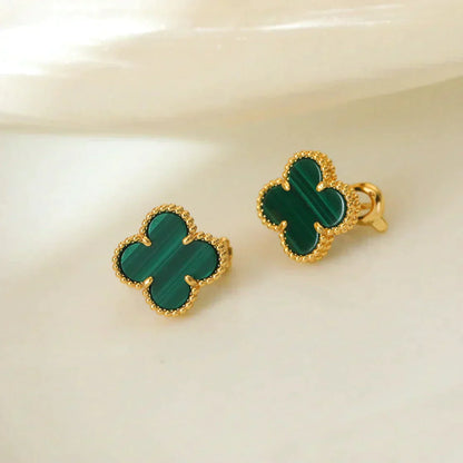 [Am jewelry]CLOVER MEDIUM 1 MOTIFS MALACHITE  EARRINGS