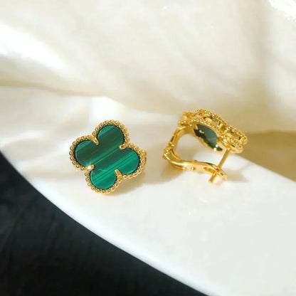 [Am jewelry]CLOVER MEDIUM 1 MOTIFS MALACHITE  EARRINGS