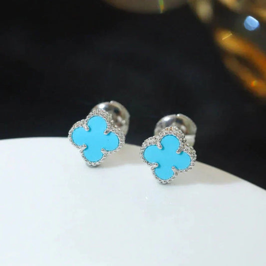 [Am jewelry]CLOVER MINI TUROUOISE SILVER STUD EARRINGS