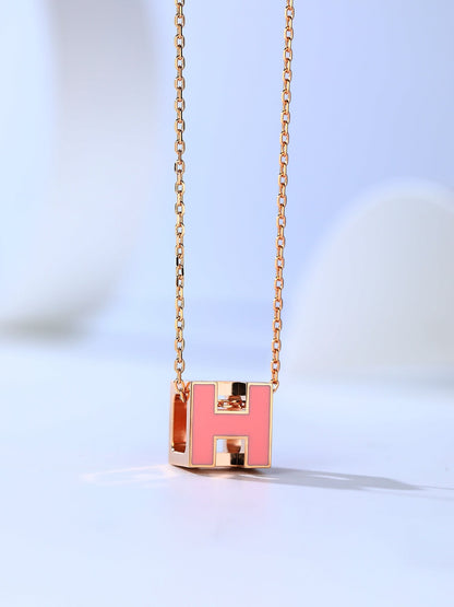 [Am jewelry]H CAGE PINK GOLD NECKLACE