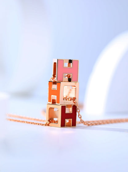 [Am jewelry]H CAGE PINK GOLD NECKLACE