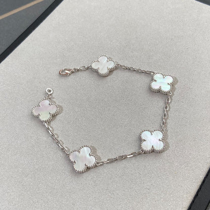 [Am jewelry]CLOVER WHITE PEARL MOP 5 MOTIF BRACELET COLLECTION
