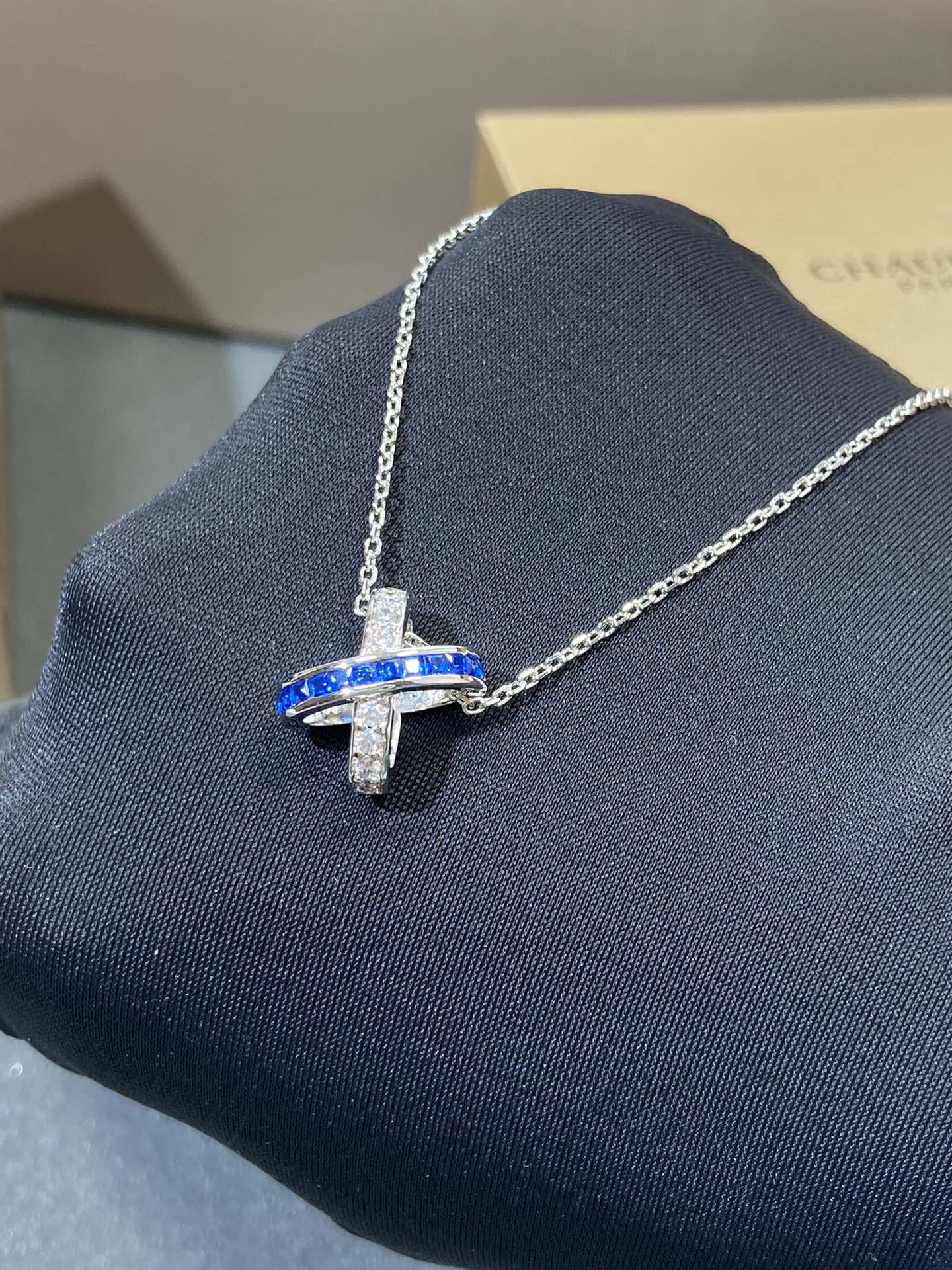 [Am jewelry]LIENS DIAMOND SILVER NECKLACE