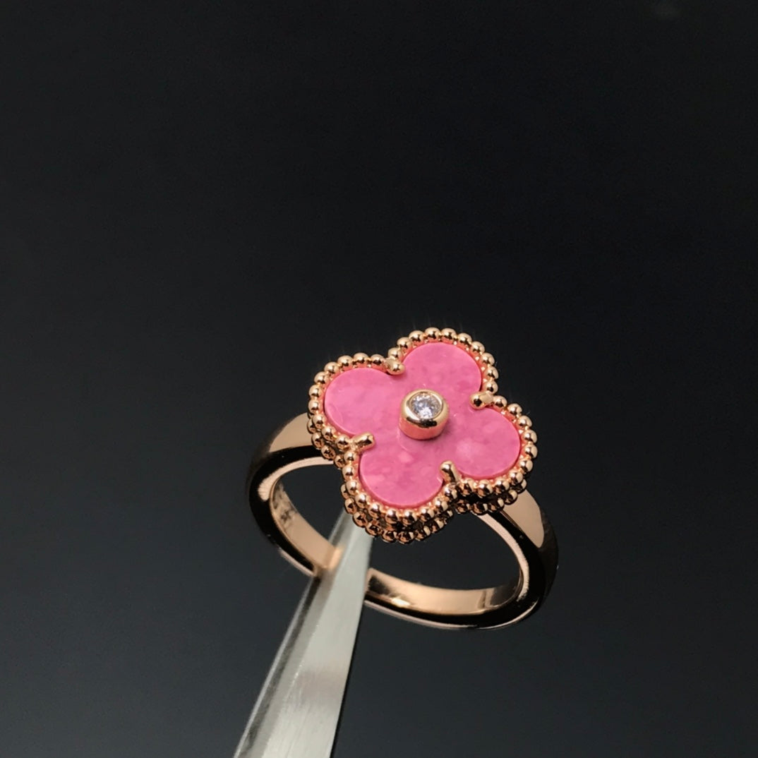 [Am jewelry]CLOVER RHODONITE ROSE GOLD RING