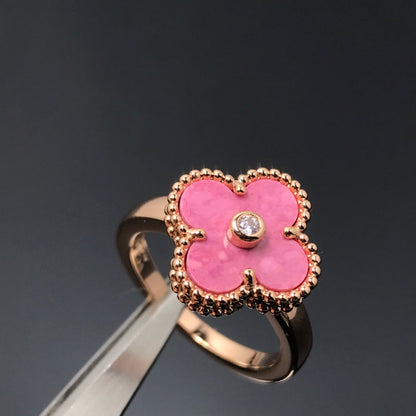 [Am jewelry]CLOVER RHODONITE ROSE GOLD RING