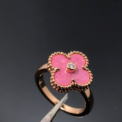 [Am jewelry]CLOVER RHODONITE ROSE GOLD RING