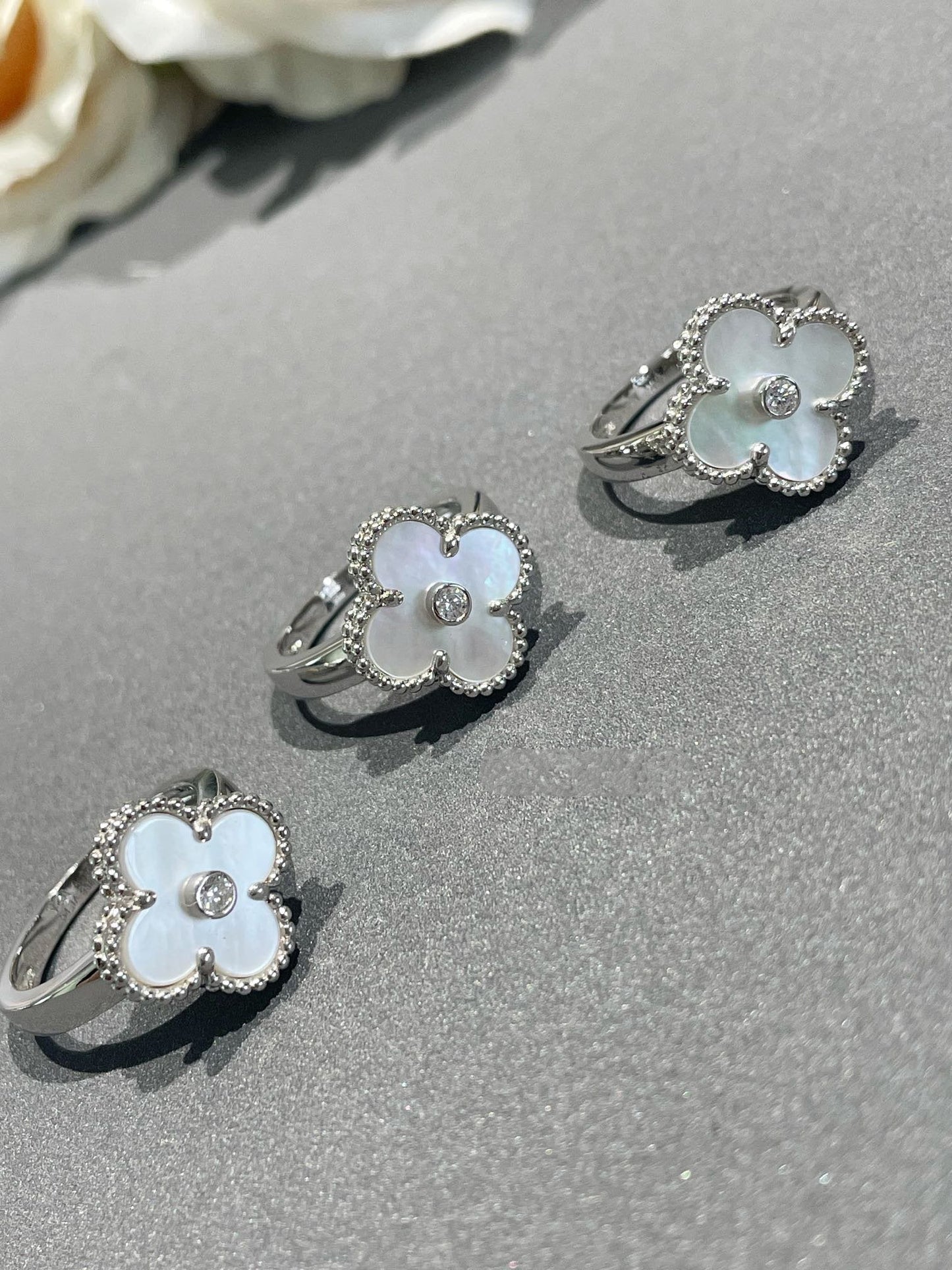 [Am jewelry]CLOVER SILVER MOP DIAMOND RING