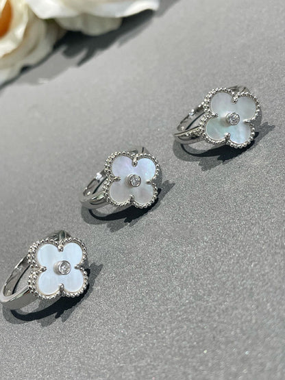 [Am jewelry]CLOVER SILVER MOP DIAMOND RING
