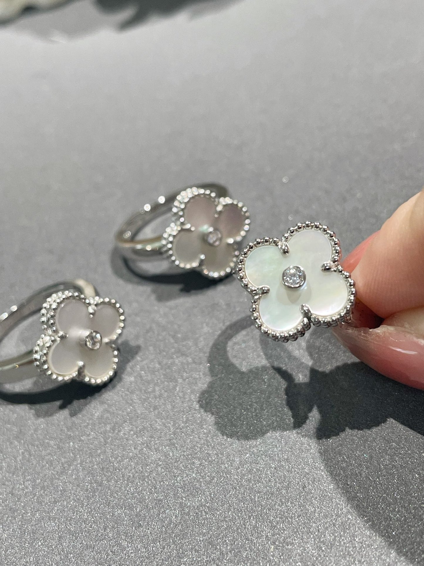 [Am jewelry]CLOVER SILVER MOP DIAMOND RING