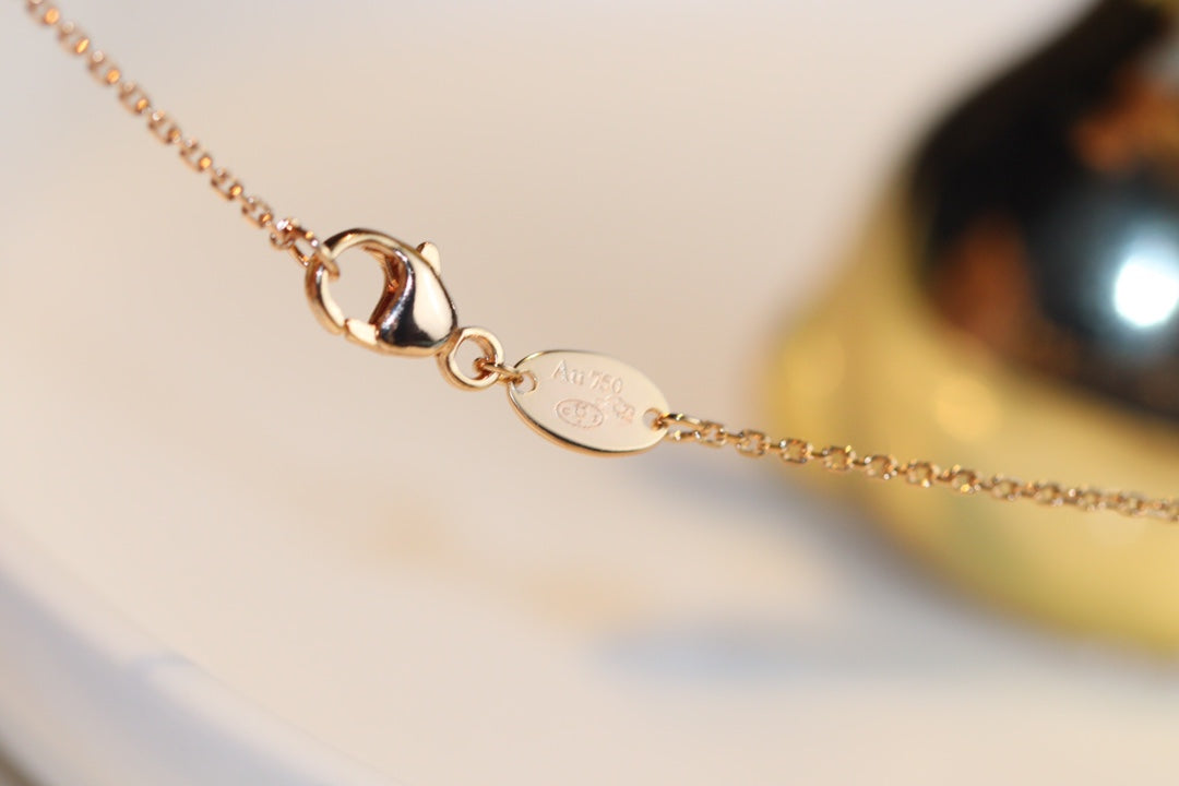 [Am jewelry]JEUX MALACHITE 1 DIAMOND PINK GOLD NECKLACE