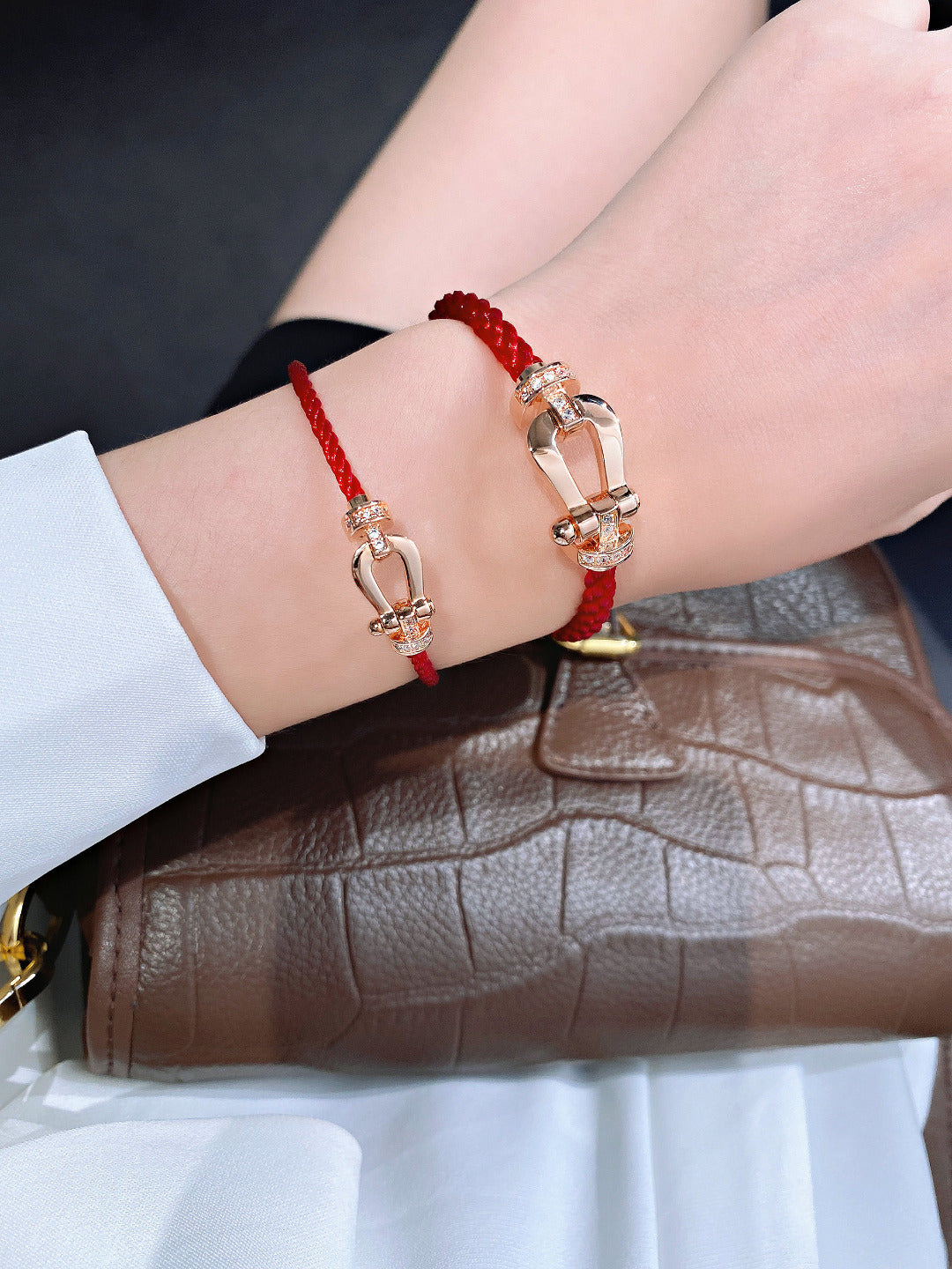 [Am jewelry]FORCE 10 HALF DIAMOND PINK GOLD RED CORDERI LARGE AND MEDIUM MODEL