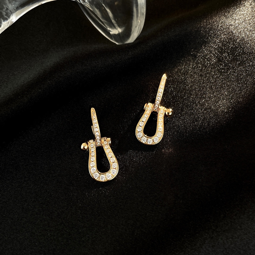 [Am jewelry]FORCE 10 FULL DIAMOND DROP EARRINGS MEDIUM MODEL
