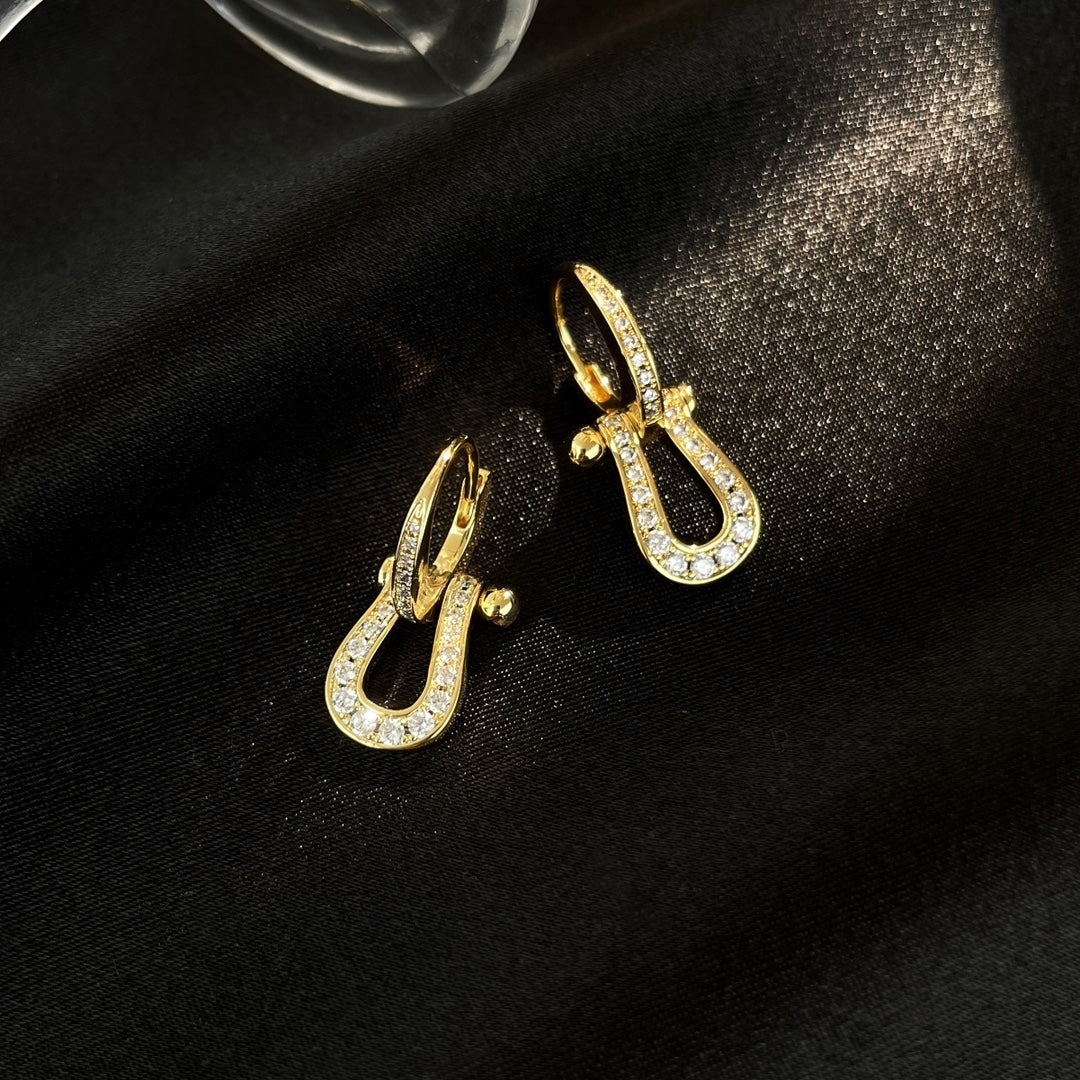 [Am jewelry]FORCE 10 FULL DIAMOND DROP EARRINGS MEDIUM MODEL