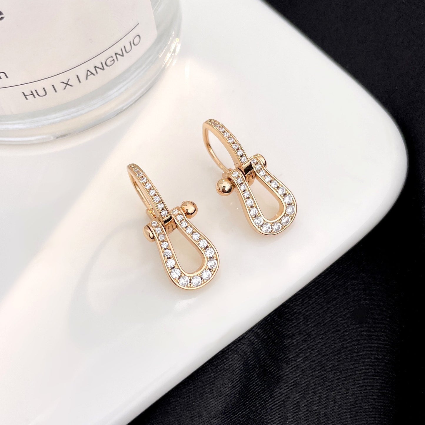 [Am jewelry]FORCE 10 FULL DIAMOND DROP EARRINGS MEDIUM MODEL