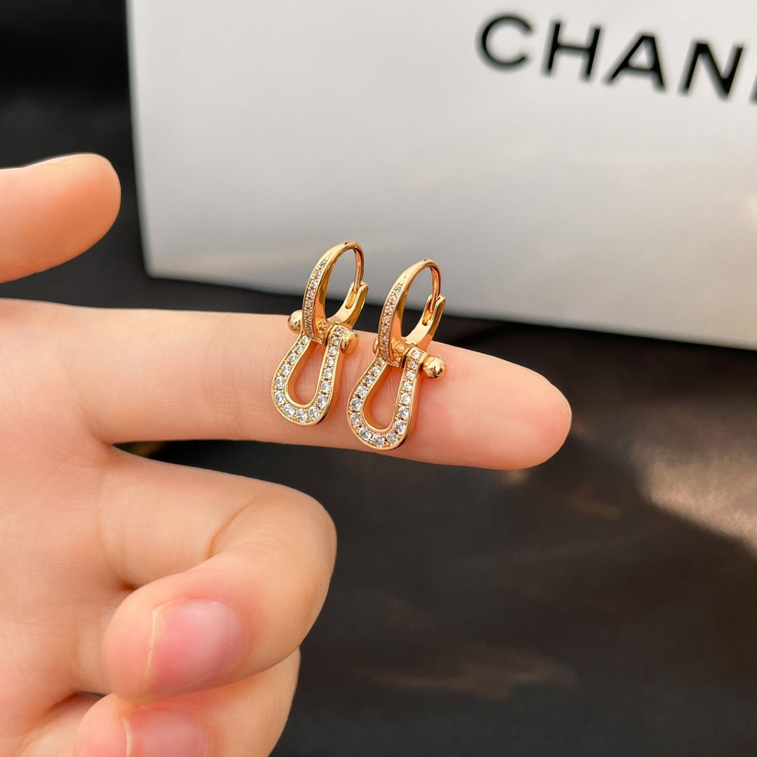 [Am jewelry]FORCE 10 FULL DIAMOND DROP EARRINGS MEDIUM MODEL