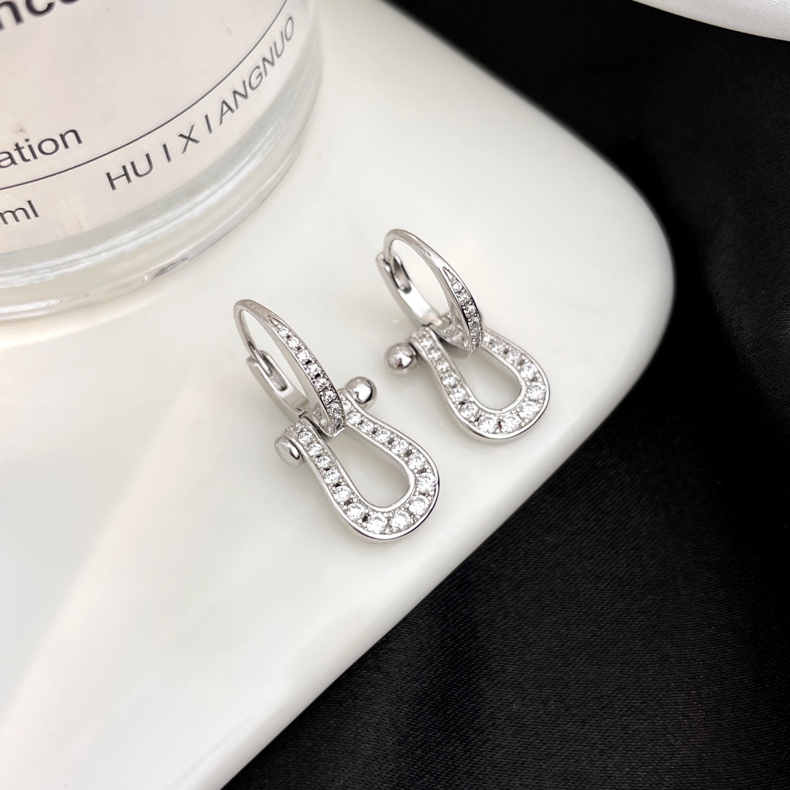 [Am jewelry]FORCE 10 FULL DIAMOND DROP EARRINGS MEDIUM MODEL