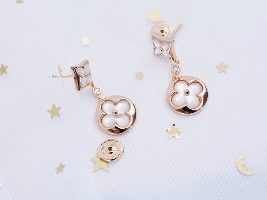[Am jewelry]STAR AND SUN PINK GOLD MOP DROP EARRINGS