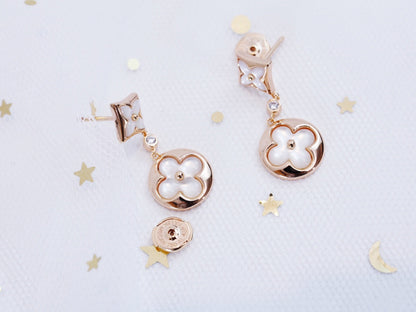 [Am jewelry]STAR AND SUN PINK GOLD MOP DROP EARRINGS