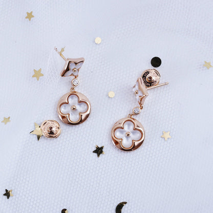 [Am jewelry]STAR AND SUN PINK GOLD MOP DROP EARRINGS