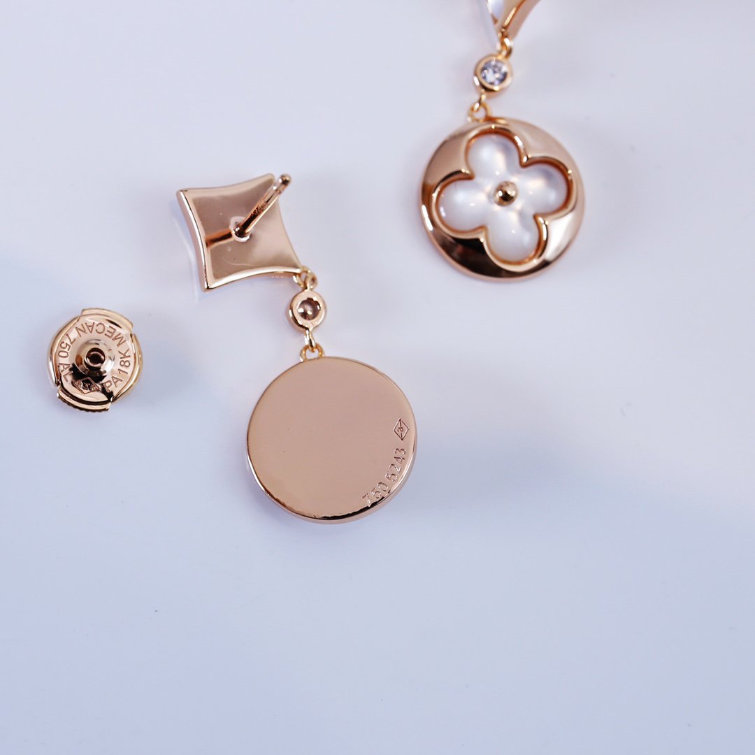 [Am jewelry]STAR AND SUN PINK GOLD MOP DROP EARRINGS