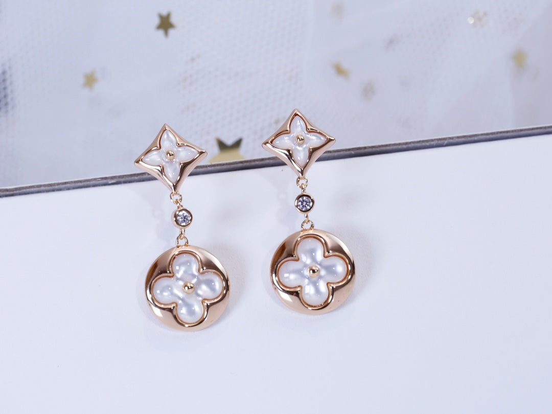 [Am jewelry]STAR AND SUN PINK GOLD MOP DROP EARRINGS