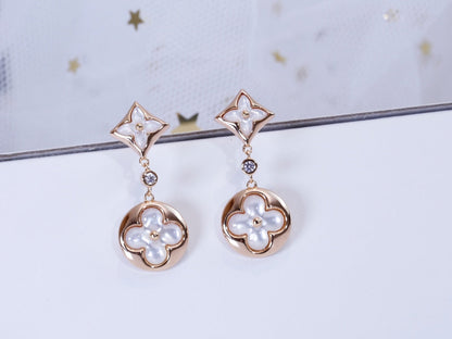 [Am jewelry]STAR AND SUN PINK GOLD MOP DROP EARRINGS