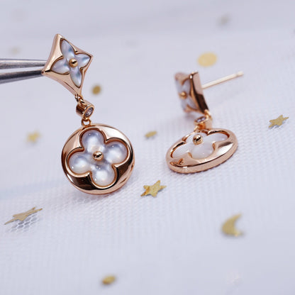 [Am jewelry]STAR AND SUN PINK GOLD MOP DROP EARRINGS