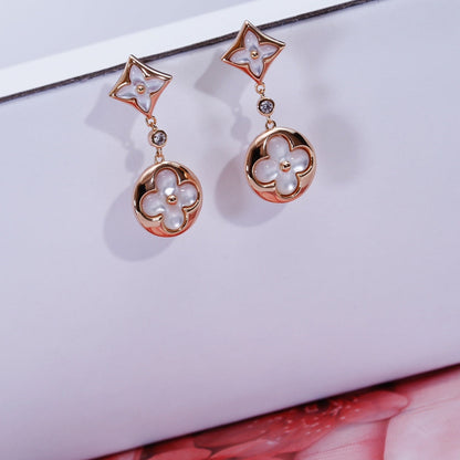 [Am jewelry]STAR AND SUN PINK GOLD MOP DROP EARRINGS