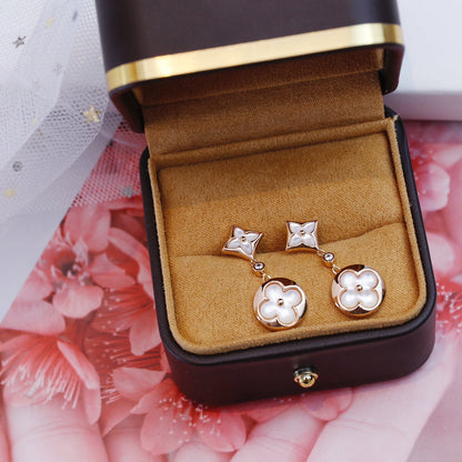 [Am jewelry]STAR AND SUN PINK GOLD MOP DROP EARRINGS