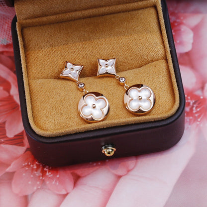 [Am jewelry]STAR AND SUN PINK GOLD MOP DROP EARRINGS