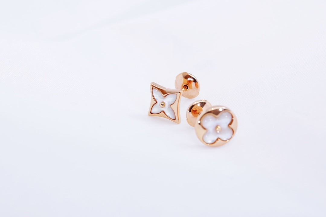 [Am jewelry]STAR AND SUN PINK GOLD MOP STUD EARRINGS